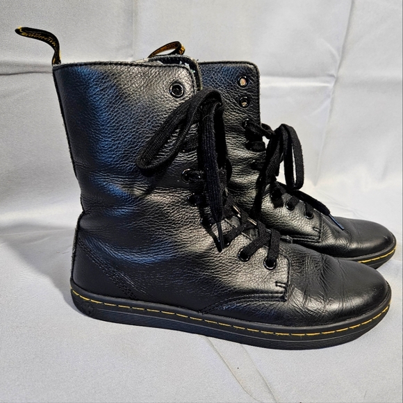 Dr Martens Stratford Boots Black Leather Goth Floral Lining High Lace Up Size 7 - Picture 2 of 9